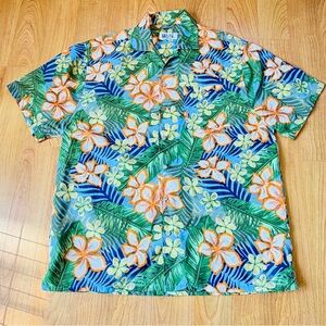 Uzzi Amphibious Gear Mens Floral Pattern Short Sleeve Hawaiian Aloha Shirt SizeL